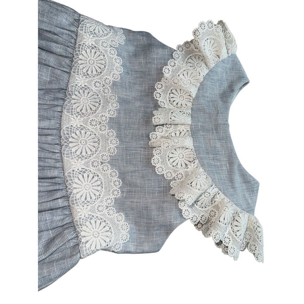 Bailey Boys Vintage Inspired Linen/Cotton Blend Dress With Delicate Lace Feature - Picture 7 of 12